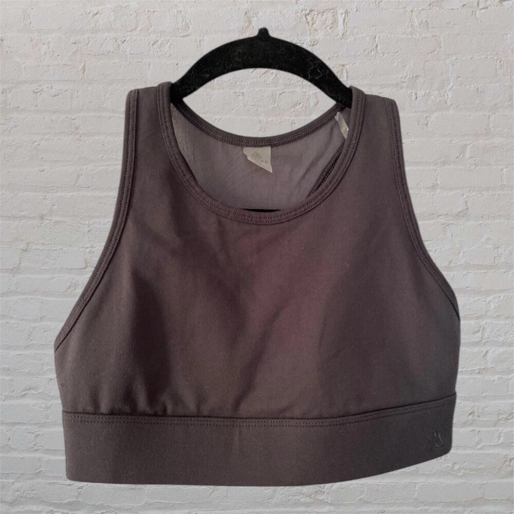 Alpine Design Medium Support‎ Gray High Neck Racerback Sports Bra Mesh Back XS